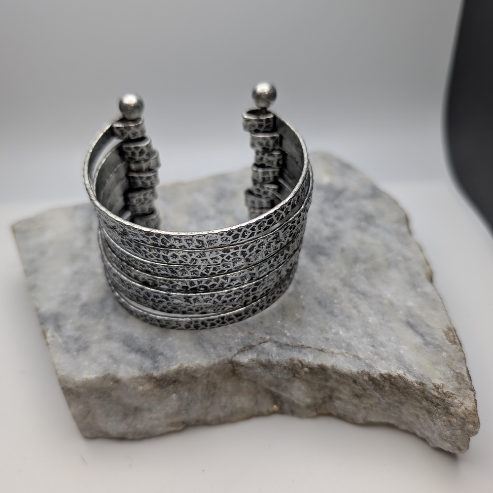 Silver Textured Cuff Bracelet